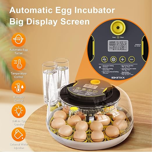 Incubator for Hatching Eggs-18 Egg Capacity, Automatic Egg Turner, Temperature & Humidity Control, 360° Viewing for Chicken, Duck and Quail Eggs - Image 2