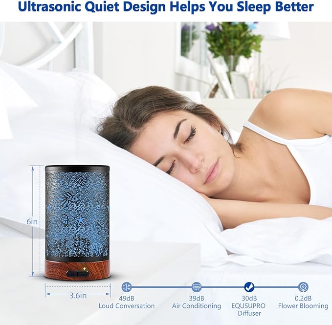 EQUSUPRO Aromatherapy Essential Oil Diffuser 150ml- Electric Cool Mist Aroma Diffuser with Intermittent Mode, Auto Shut-Off Protection, 7 Colors Changing LED Light for Home Office Decor & Gift (Sea) - Image 5