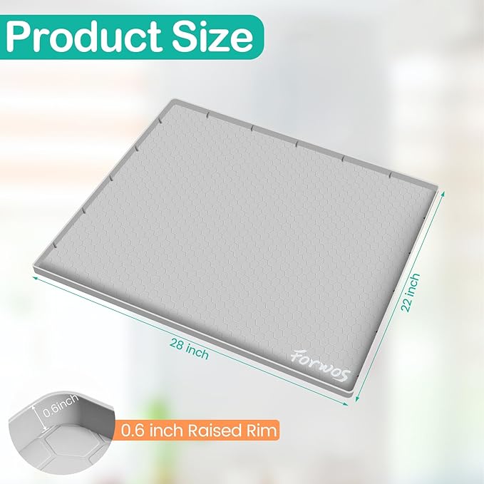 Waterproof Under Sink Mat 28" x 22", Silicone Cabinet Liner, Rubber Protector for Kitchen and Bathroom, Keeps Cabinets Clean, Dry, and Organized (Light Grey) - Image 2