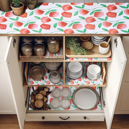 12" W x 120" L Floral Drawer and Shelf Liner for Cabinets, Non-Adhesive Strong Grip Non-Slip Flower Shelf Cabinet Kitchen Shelf Liners for Kitchen Cabinets - Image 2