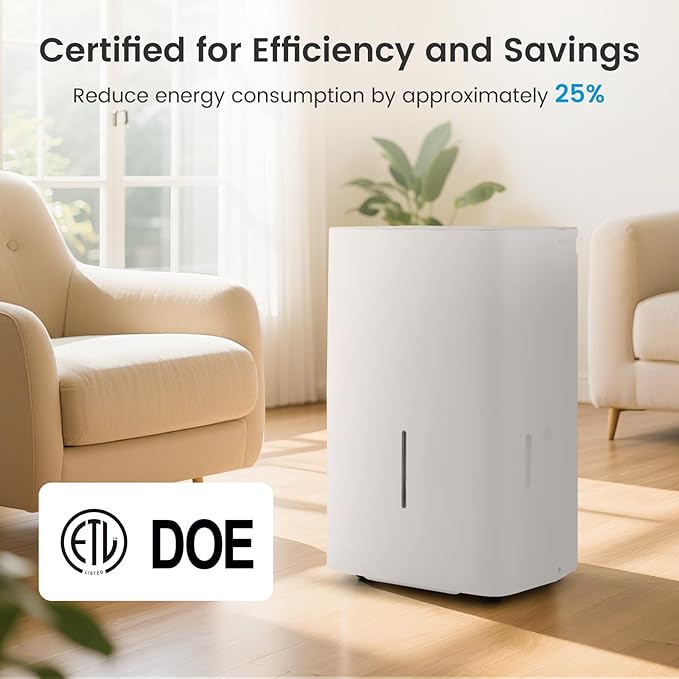 DORTALA 150 Pints Dehumidifier for 7000 Sq.Ft Large Rooms, Basement, Bathroom, Home Dehumidifier with Pump, Drain Hose, 2 Modes, 24H Timer, 2.4 Gal Water Tank, Auto Defrost, White - Image 8
