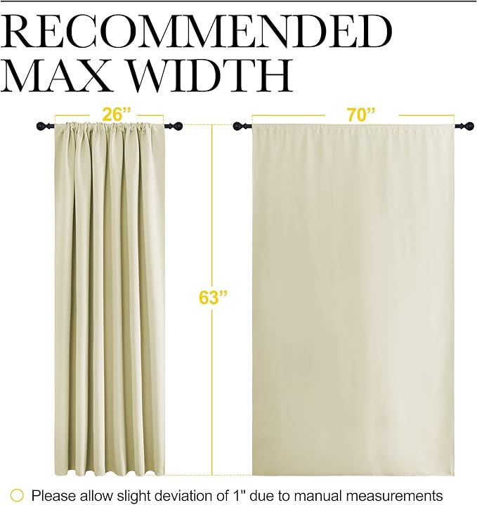 NICETOWN Blackout Curtains for Bedroom, Home Decorations Thermal Insulated Solid Rod Pocket Blackout Drapes for Cafe (Beige, One Pair, 70 x 63-inch) - Image 7