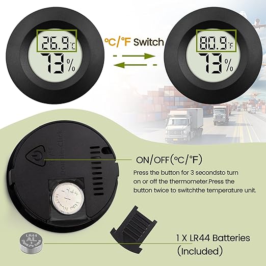Digital Thermometer and Hygrometer with Moisture Meter – Humidity and Temperature Monitor for Indoor/Outdoor Use, Ideal for Reptile Habitats, Greenhouses, Terrariums – Fahrenheit (℉) / Celsius (℃) - Image 3