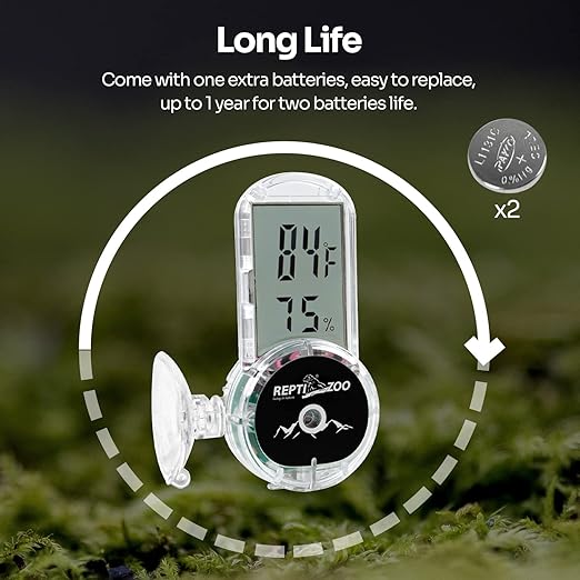 REPTI ZOO Upgraded Reptile Terrarium Thermometer Hygrometer,Digital Pet Temperature and Humidity Gauge with Suction Cup for Reptile Rearing Box Tank,4-Sides Mounting - Image 5