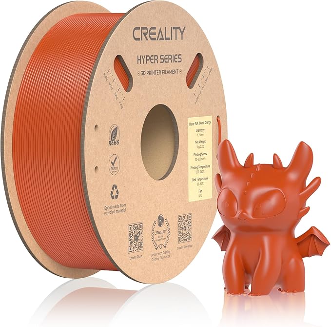 Official Creality Hyper PLA Filament 1.75mm, High Speed PLA 30-600mm/s Rapid 3D Printer Filament, Dimensional Accuracy +/-0.02mm, Fit Most FDM 3D Printers, 1KG(2.2lbs) Spool Burnt Orange by Creality