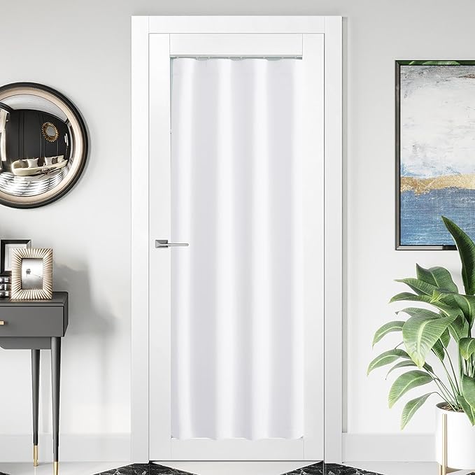NICETOWN 1 Panel Blackout Door Curtain, Thermal Insulated Privacy Window Covering for Patio French Front Door Sidelight Curtain, Rod Pocket and Ceiling Track, W36 x L72 inch, Pure White - Image 6