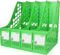 SAYEEC Magazine File Holder, Plastic Desk Organizer File Folder Holder for Desk with 4 Vertical Compartments, Sturdy Desktop Binder Organizer Home Accessories Storage for Office Organization (Green) by SAYEEC