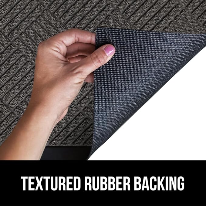 GORILLA GRIP 100% Waterproof All-Season WeatherMax Doormat, 47x35, US Designed Natural Rubber, Stain and Fade Resistant, Low Profile Indoor Outdoor Door Mats, Easy Clean Patio Mat, Gray Diamond - Image 6