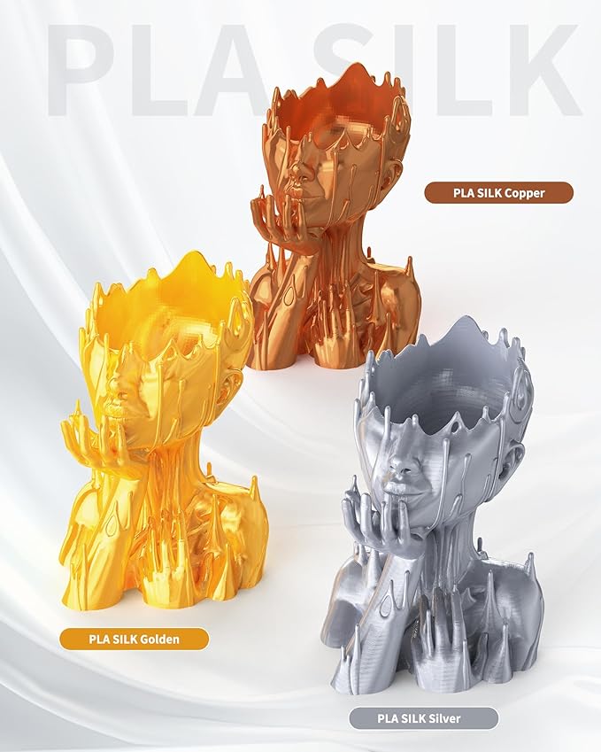 LANDU Silk PLA Filament 1.75mm Silver 1KG, 3D Printer Filament Dimensional Accuracy +/- 0.02mm, 1kg Cardboard Spool(2.2lbs), Neatly Wound 3D Printing Filament Fits for Most FFF 3D Printers, Silver - Image 8
