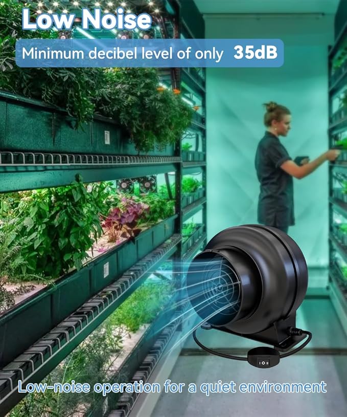 Artibear 3.5 Inch 168 CFM Inline Duct Ventilation Fan with 2 Speed Controller, Air Vent Blower for Hydroponic Grow Tent, Greenhouse, Workshop, Attics, Basement, Kitchens, Black - Image 5