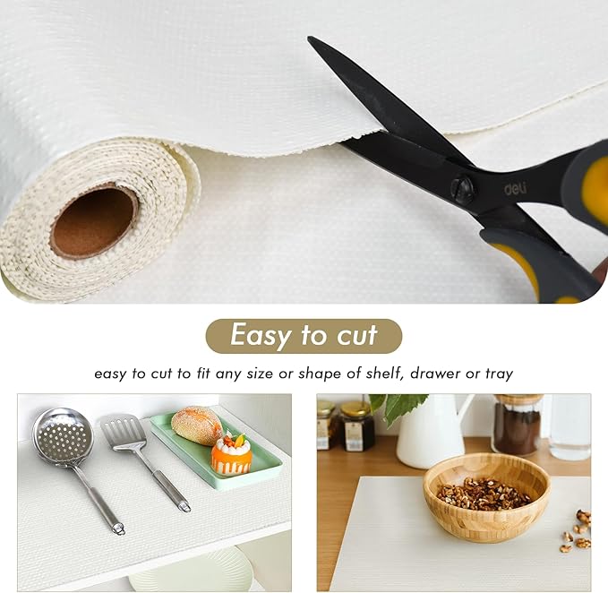 Cohoo Home Drawer Cabinet and Shelf Liner, 24in×11.8Ft Shelf Liners for Kitchen Cabinet Non Slip, Non Adhesive Kitchen Drawer Cupboard Mat, Durable Strong Grip Washable Bathroom White - Image 2