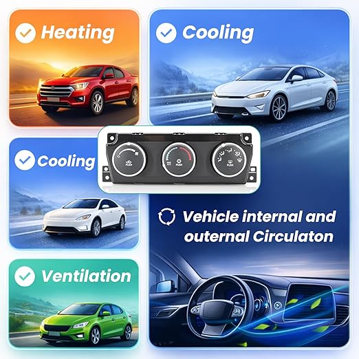 55056826AB A/C Heater Climate Control Module, Compatible with Dodge Ram 1500 AC 2009 2010, Heater Control Switch Module Panel for Truck Climate Regulation, Replace 55056826AB 55056826AC 55056826AD - Image 6