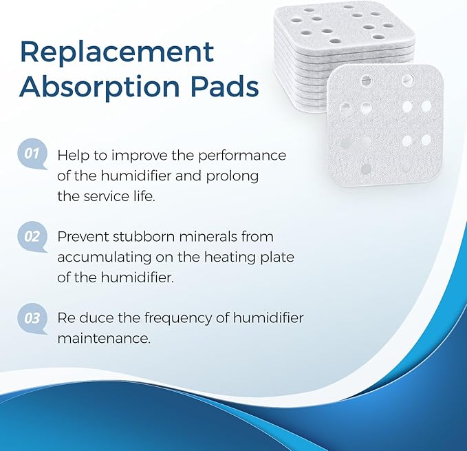 20-Pack Mineral Absorption Pad, Humidifier Replacement Filters Compatible with LEVOIT LV600S, LV600HH, OasisMist450S Humidifier, Works for Fine Particles in Water Tank, White - Image 5