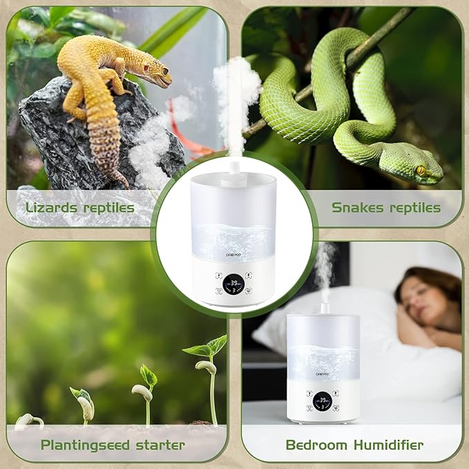 Smart Reptile Fogger Humidifiers with Humidity Control, Reptile Terrarium Humidifier Smart Touch, 3 Grades Adjustable Fogger with Hose for Reptile Amphibians Herps Snakes Plants - Image 7