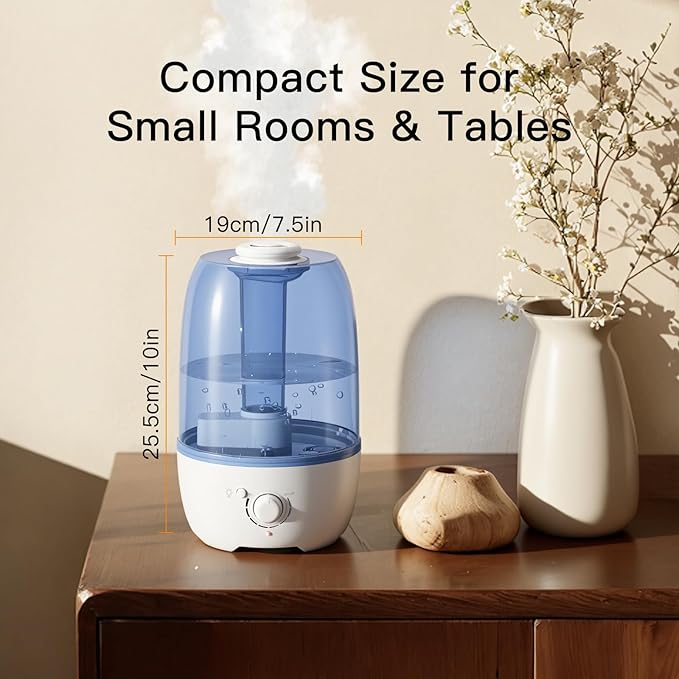 MEGAWISE Cool Mist Humidifier for Kid bedroom with 3.2L Large Capacity, No leakage Design Fine Mist Output Auto Shutoff, Essential Oil Safe Tank (White) - Image 5