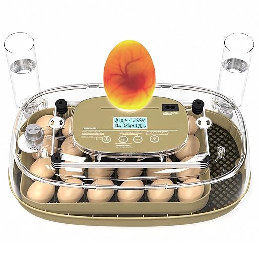 24 Egg Incubator with Temperature Control & Humidity Monitoring, Automatic Egg Turner, Built-in Egg Candler, 360° Clear View for Hatching Chicken, Duck, Quail Eggs - Ideal for Home, Classroom, Farm by Unknown
