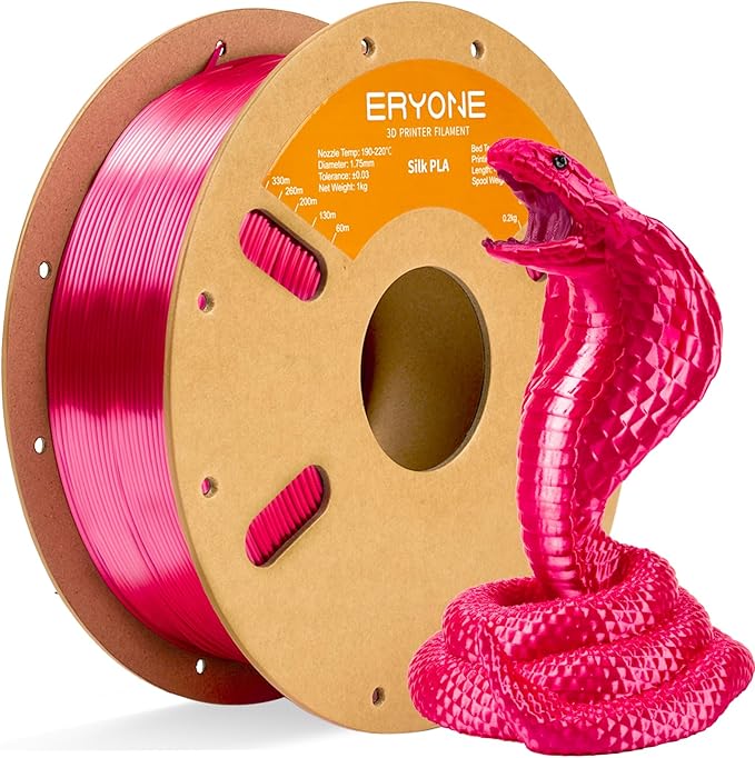 ERYONE Silk PLA Filament for 3D Printer, 1.75mm +/- 0.03mm, 1kg (2.1LBS)/Spool, Silk Metallic Fuchsia by ERYONE