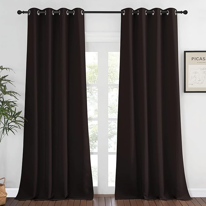NICETOWN Blackout Window Curtain 90 inch Length - Room Darkening Thermal Insulated Grommet Large Window Treatment Light Blocking for Bedroom/Doorway (Toffee Brown, 1 Panel, W52 x L90) by NICETOWN