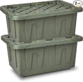 HOMZ 2-Pack Durabilt Tote, Heavy Duty Plastic Storage Bins with Lids, 15 Gallon, Green Camo - Stackable Organizing Containers for Home, Garage, and Office by Homz