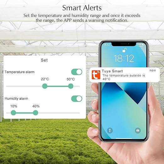 Room Thermometer Indoor, WiFi Humidity Meter with Smart Alert, Data Storage and Calibration, Temperature and Humidity Monitor for Baby Room, Greenhouse, White 1 Pack with Screen - Image 4