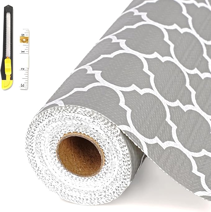 Drawer and Shelf Liner for Kitchen Cabinet,Non-Adhesive Cabinet Liner 12in x 30FT,Waterproof Shelf Paper Non-Slip Mats Cupboard Liners Contact Protect Dresser/Shelves/Table-Grey Lantern by GTJ