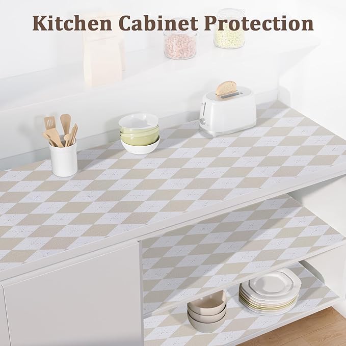 Beige Shelf Liner for Kitchen Cabinets 12" x 120" Non-Adhesive Non-Slip Drawer Liners for Dresser, Waterproof Washable Paper, Durable Protector Mat for Pantry Shelves Cupboards - Image 5