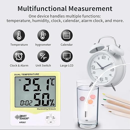 Digital Hygrometer Indoor Thermometer Room Temperature and Humidity Monitor Outdoor Mini Hygrometer Indoor Humidity Meter Gauge Humidity Gauge for Home Office-AR867 - Image 2