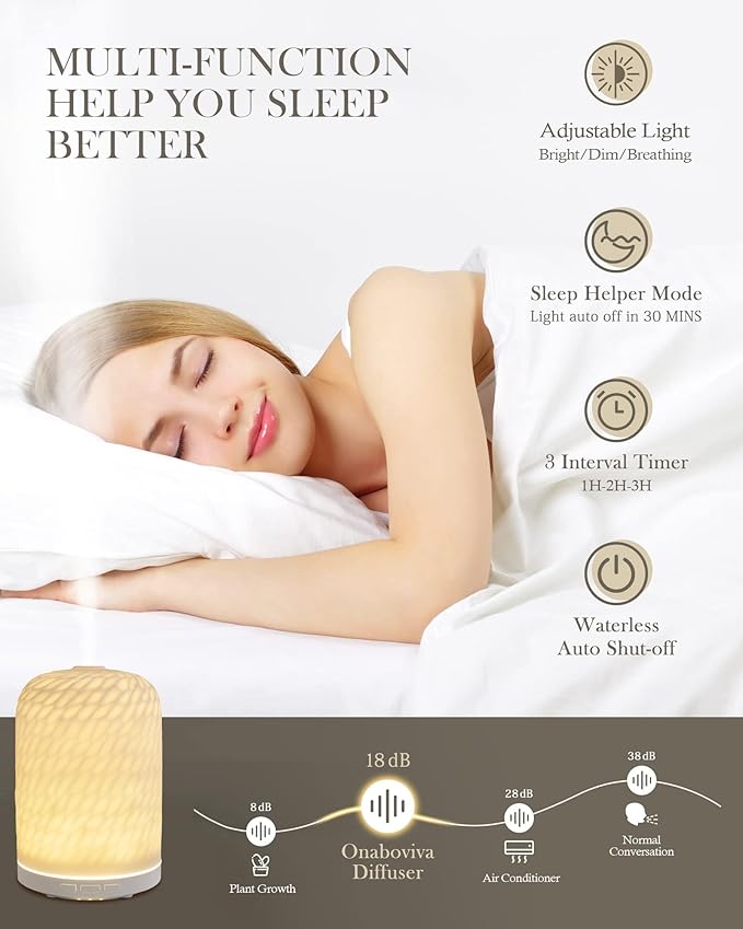 Essential Oil Diffuser – 2.4MHz Ultrasonic Aromatherapy Diffuser, Health Night Light, Timer & Auto Shut-Off, BPA-Free, 120ml Ceramic Oil Diffuser for Home, Office, or Spa, Yoga - Image 3