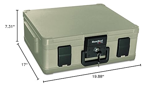 FireKing SureSeal Fire Safe with Key Lock, 1 Hour Fire Rated, UL Rated & 100 Hour Water Resistant Home Safe, Portable Home Safes, Taupe - Image 10
