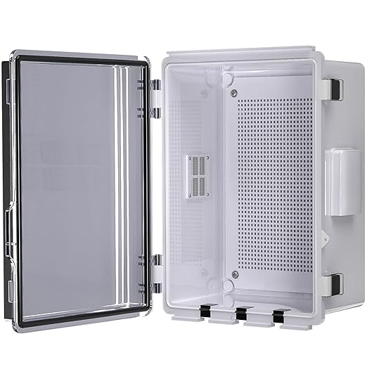 ABS Electrical Junction Box, Ventilated Design, Cable Grommets, IP65 Waterproof Enclosure, Indoor/Outdoor Use with Mounting Panel (Clear Cover, 11.8"x7.9"x5.1") by ANIMACYN
