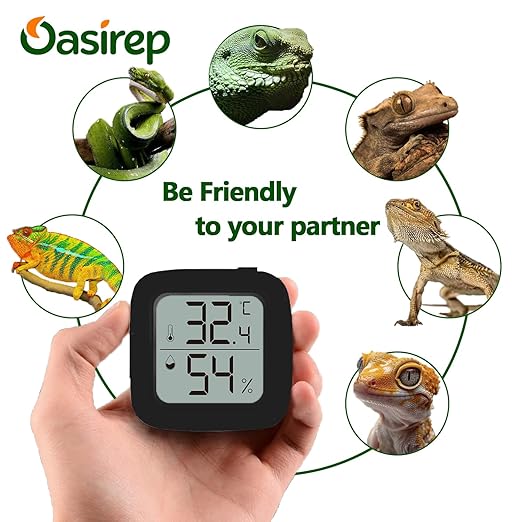 Black Reptile Thermometer and Hygrometer – LCD Digital Temp & Humidity Gauge for Bearded Dragon, Ball Python, Crested Gecko, Tortoise, Frog, Axolotl Tanks - Image 7