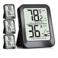 Antonki 4 Pack Mini Room Thermometer Hygrometer Indoor Temperaure and Humidity Monitor Gauge Meter for Home, Baby Room, Office, Incubator, Greenhouse, Reptile - Battery Included - Black by Antonki