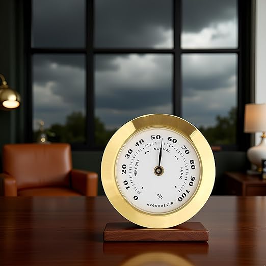Gold Upgraded Hygrometer Humidity Meter Mini 38mm Round Glass Analog Hygrometer Suitable for Humidors Guitar Violin Thermometer for with Probe - Image 8