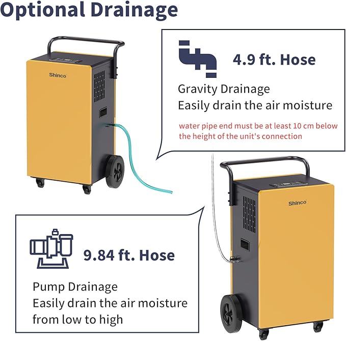 Shinco Commercial Dehumidifiers with Pump, 200 Pints Industrial Dehumidifier for Crawl Spaces, Basements Warehouse and Large Spaces up to 8,000 Sq Ft - Image 4