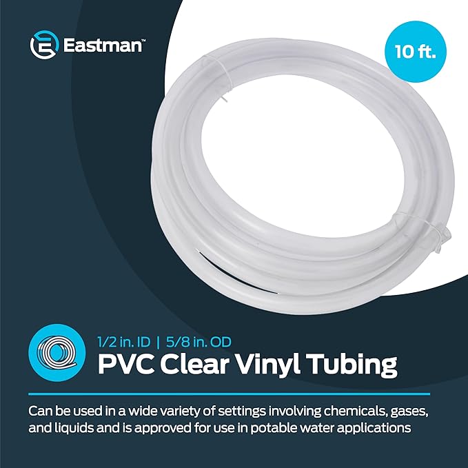 Eastman 1/2 Inch ID (5/8 Inch OD) PVC Clear Vinyl Tubing,10 Foot Length,98568,(Pack of 10) - Image 2
