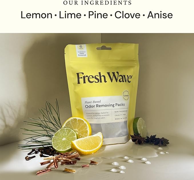 Fresh Wave Lemon Odor Eliminating & Deodorizing Packs | Bag of 6 | Safer Odor Relief for Small Spaces | Natural Plant-Based Odor Eliminator | Odor Absorbers for Home - Image 2