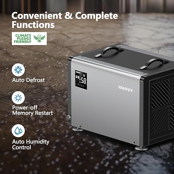 Yaufey 158 Pints Commercial Dehumidifier with Pump and Drain Hose for Crawlspace, Basements, Industrial Space, large room for Space up to 7500 Sq. Ft. - Auto Defrost, 5-Year Quality Coverage - Image 5