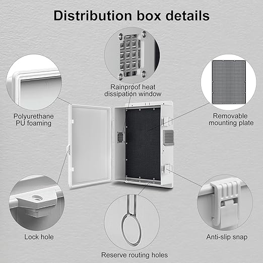 Outdoor Electrical Junction Box, ABS Water Resistant Enclosure with Internal Mounting Panel & Hinged Cover (13" H* 9.2" L* 3.7" W) - Image 4