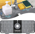 BFONS Silicone Faucet Handle Drip Catcher Drying Tray Mat Dish Soap Sponge Holder Accessories Gadgets for Kitchen Counter Bathroom Kitchen Sink Splash Guard -Grey by BFONS