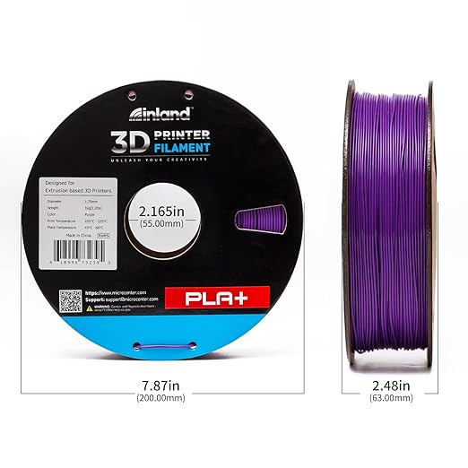 INLAND Micro Center PLA+ 3D Printing Filament 1.75mm - PLA Pro Dimensional Accuracy +/- 0.03 mm - 1kg Cardboard Spool (2.2 lbs) (1 Pack Purple, 1.75mm) - Image 4