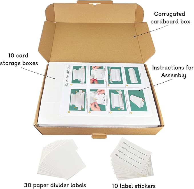 IOKUKI 10-Pack Trading-Card Storage Box, 10000 Count Corrugated Cardboard Storage Box with dividers & labels for TCG/Magic/Mtg storage and Collection, 14.4 INCH Horizontal - Image 9