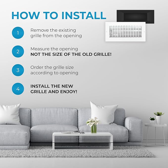 Aluminum 10 x 4 Inch Air Vent Covers Wall AC Grille – Premium Register Vent Cover – Durable Rustproof Aluminum Wall Vent – Multi-Shutter Damper – Individually Adjustable Front Blades, White - Image 7