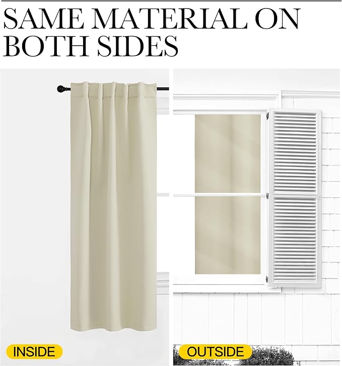 NICETOWN Extra Wide Kitchen Room Darkening Curtains, Privacy Window Treatment Drapes for Dining Room (Beige, 70" Wide x 63" Long, Set of 2) - Image 6