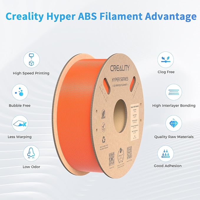 Creality Hyper ABS Filament, Official 3D Printer Filament ABS 1.75mm for High-Speed Printing Convenient Open Printing Material, 1kg(2.2lbs) Spool Fit Most 3D Printer (Orange) - Image 3