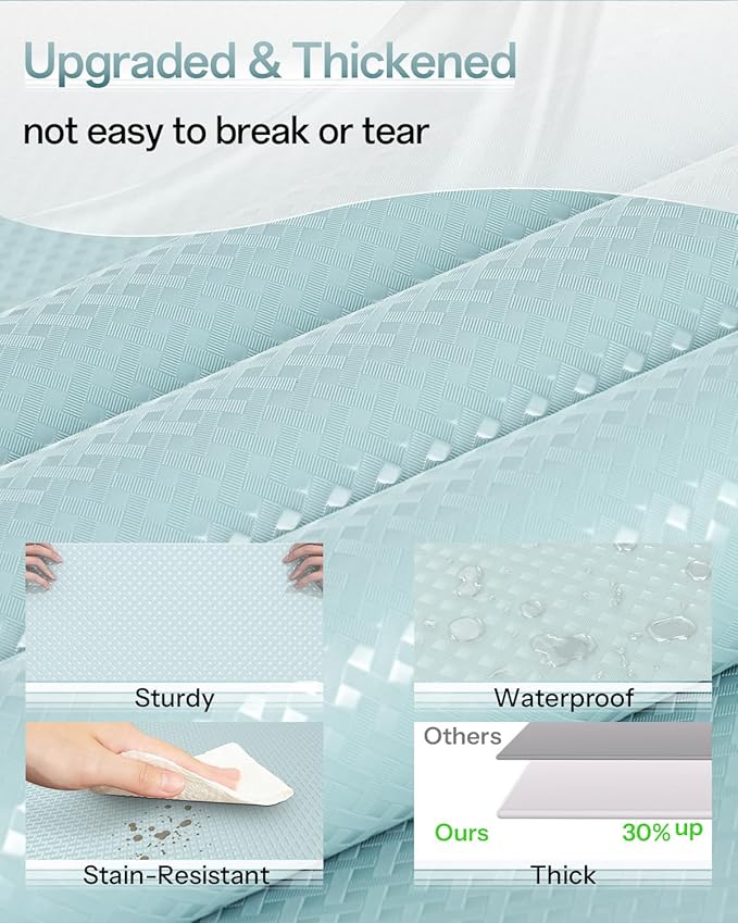 Shelf and Drawer Liner for Kitchen Cabinet, Non-Adhesive 12in x 120in Waterproof Contact Paper Refrigerator Liners Thickened Durable EVA Material Non Slip Mat for Dresser Cupboard Pantry Protector - Image 2