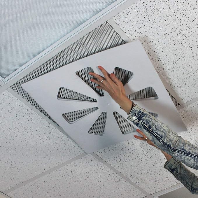 Wooden Shoe Designs Adjustable Air Conditioning Vent Cover | Air Vent Deflector for Office Ceiling AC Vents and HVAC Systems | 24” x 24” - Image 2