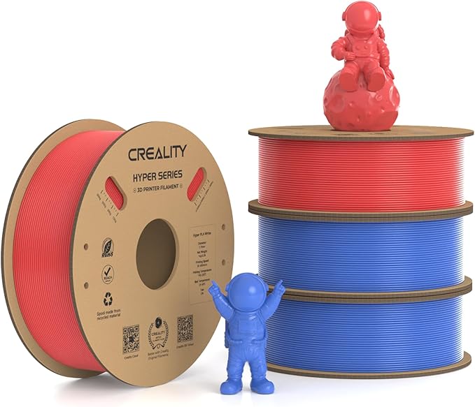 Creality Hyper PLA Filament 1.75mm, 30-600mm/s High Speed 3D Printer Filament, Dimensional Accuracy +/-0.02mm, Fit Most FDM 3D Printers, 4 Pack 1kg Spool(2.2lbs), Red & Blue by Creality