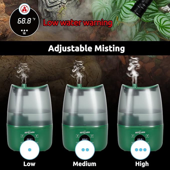 REPTIZOO Reptile Humidifier Fogger, 4L Large Reptile Fogger with Humidity Control, Terrarium Humidifiers with Extended Tube Automatic Reptile Misting System for Reptiles Amphibians Herps Vivarium - Image 4