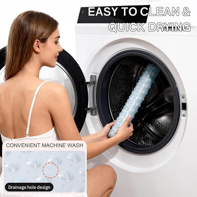 Anti-Slip Bathtub Shower mat, 20.8×20.8（Approximately 53×53cm） inch Soft Oversized Machine Washable Non-Slip Bathtub mat with Drainage Holes, Bathroom Floor Suction Cup.（1-Clear White） - Image 7