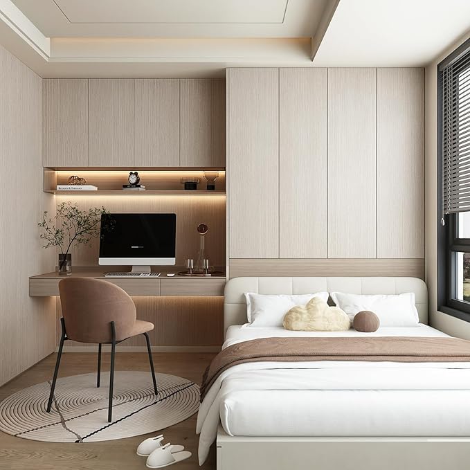 31"x354" Beige Wood Wallpaper Peel and Stick Modern Faux Wood Contact Paper Waterproof Self Adhesive Light Wood Grain Contact Paper for Bathroom Farmhouse Laundry Room Rent Friendly Wallpaper - Image 4